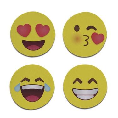 Imagem de Kit 4 Porta Copos Emojis Cozinha Criativa Geek - Geek Vip, Amarelo