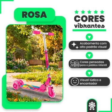 Imagem de Patinete Infantil 3 Rodinhas com Luz Led e Freio Ajustável Até 50kg Me