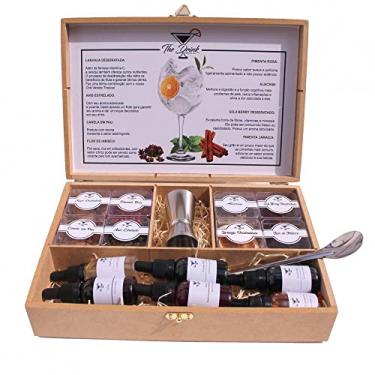 Imagem de Kit Rústico 08 Especiarias Gin Tônica + 6 Xaropes + Dosador Duplo Inox + Colher