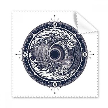 Imagem de Waves Compasso Circle Art Pattern pano de limpeza para tela de celular, 5 peças