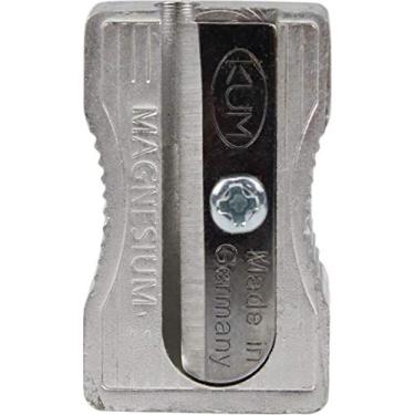 Imagem de Kum 400-1 Apontador de anabela de liga de magnésio de metal de 1 camada para lápis, ranhuras de dedo. Cria um corte limpo e ponta de lápis pontiaguda precisamente.