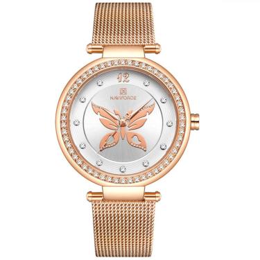 Imagem de Relógio de pulso Feminino Borboleta Strass Elegante Relógio Casual de Quartzo