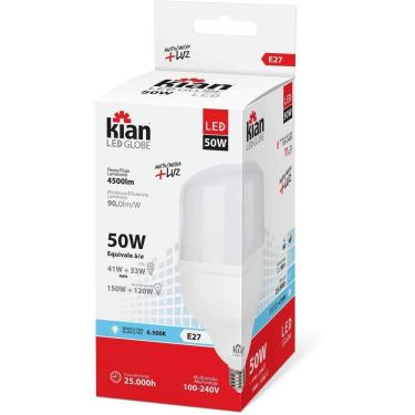 Imagem de Lâmpada 50W 6500K Led Globe E27 Branca Kian Bivolt