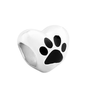 Imagem de Pingente Prata Link Coração com Pata Pet 11x10mm