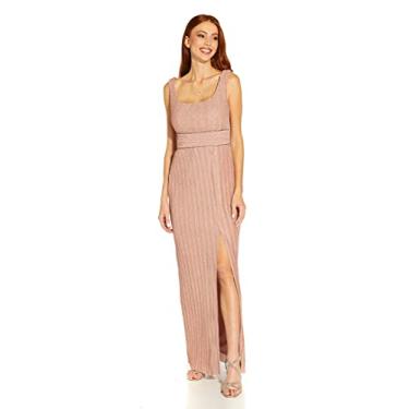 Imagem de Adrianna Papell Vestido longo feminino metálico, rosa, 52