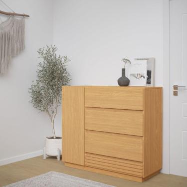 Imagem de Cômoda Sapateira 1 Porta 4 Gavetas Samambaia CabeCasa MadeiraMadeira Carvalho