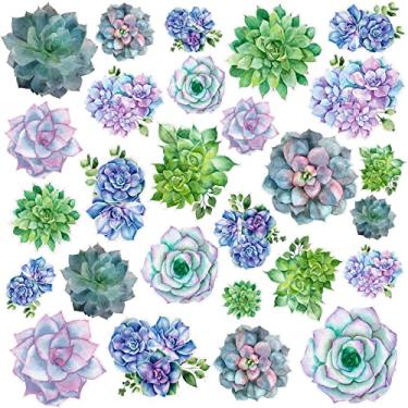 Imagem de 54 peças recortes de suculentas coloridos recortes de suculentas elegantes quadro de avisos suculentas cortes de papel suculentas decoração para crianças sala de aula decoração de parede de festa