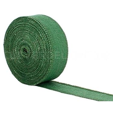 Imagem de CleverDelights Fita de juta verde de 5 cm (2") - Borda acabada - 25 jardas - Tecido de juta