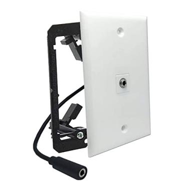 Imagem de DiyTech conector de fone de ouvido estéreo de 3,5 mm, conectores fêmea para fêmea, modular em linha, com cabo de extensão, placa de parede de áudio - branco