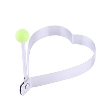 Imagem de Anéis de panqueca fritos, lindo molde de ovo frito de aço inoxidável molde de omelete fácil limpeza com alça para fritar profundamente para fazer panquecas