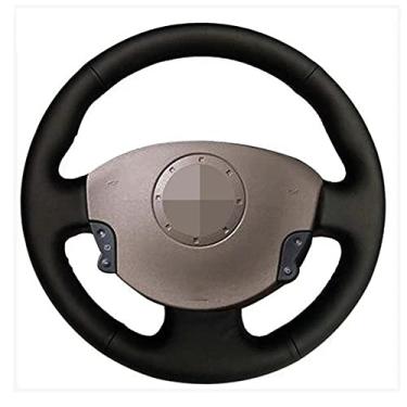 Imagem de TPHJRM Capa de volante de carro couro artificial preto, apto para Renault Megane 2 2002-2009 Kangoo (ZE) 2008-2013 Scenic 2 2003-2010