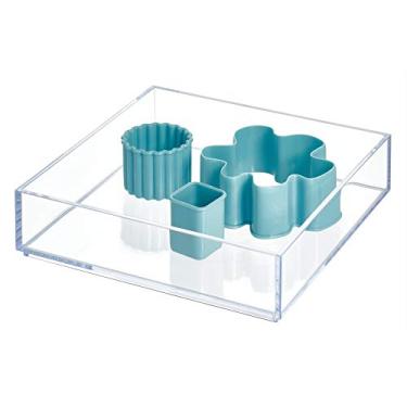 Imagem de iDesign Organizador de gaveta de cozinha Clarity para talheres, espátulas, aparelhos - médio, 20,32 x 20,32 x 5,08 cm, transparente