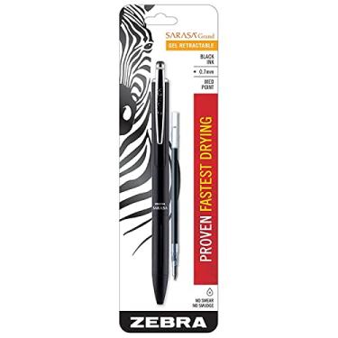Imagem de Zebra Pen Caneta de gel retrátil Sarasa Grand com refil de tinta, cano preto, ponta média, 0,7 mm, tinta preta, pacote com 1 (91201)