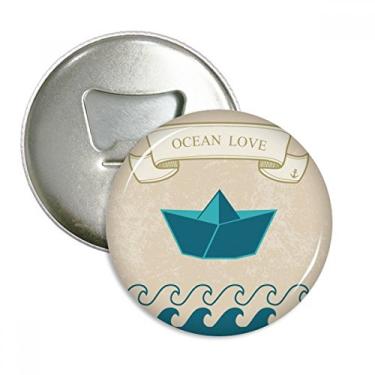Imagem de Papel dobrável oceano amor mar barco vela abridor de garrafas ímã geladeira emblema multifuncional