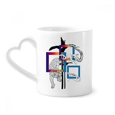 Imagem de Caneca com estampa de animal leopardo lagarto cobra café cerâmica copo de coração de vidro