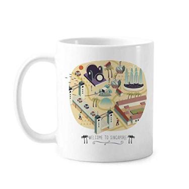 Imagem de Caneca Welcome to Singapore Landmarks cerâmica xícara de café porcelana louça