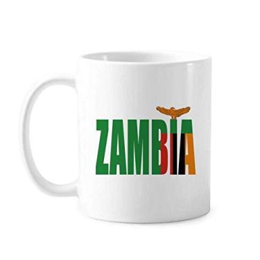Imagem de Caneca com nome da bandeira do país da Zâmbia cerâmica xícara de porcelana de café louça