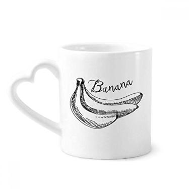 Imagem de Caneca com ilustração de desenho de linha de frutas banana caneca de cerâmica copo de coração de vidro