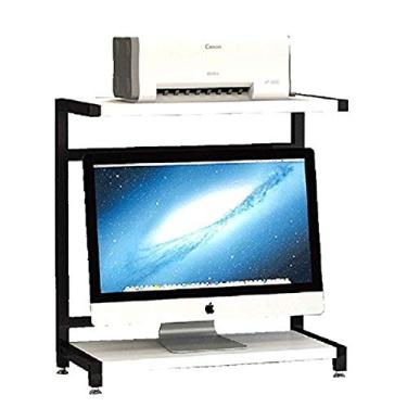 Imagem de KIZQYN Suporte de impressora 2 níveis suporte de monitor de madeira de mesa rack de impressora em rack de armazenamento desktop pc rack de armazenamento para impressora de mesa de casa e escritório (cor: b)