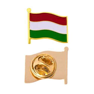 Imagem de Chapéu de lembrança de metal da Hungria Country esmaltado masculino patriótico (bandeira de ondulação com broche de lapela)