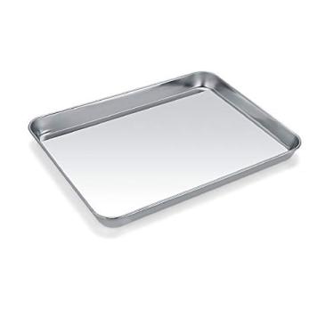 Imagem de Baking Sheet, Cookie Sheet Stainless Steel Toaster Oven Tray Pan Rectangle Size 9 x 18cm x 2.5cm , Non Toxic & Healthy,Superior Mirror Finish & Easy Clean, Dishwasher Safe