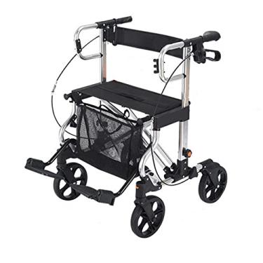 Imagem de Andador leve dobrável para idosos em liga de alumínio para cadeira de rodas 4 rodas apoios para os pés com assento para ambientes internos e externos Double the comfort