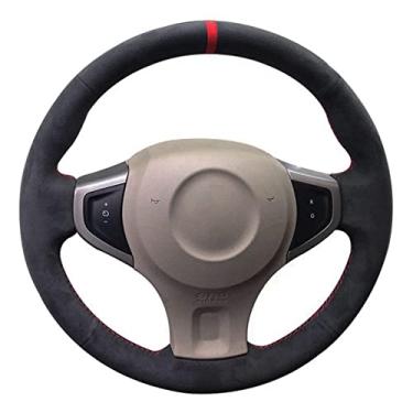 Imagem de OZEQO Cobertura de volante de carro de camurça preta, apto para Renault Koleos 2008 2009 2010 2011 2012 2013 2014-2016 Samsung QM5 2007-2014
