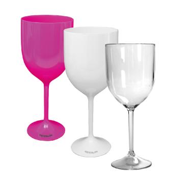 Imagem de Kit 3 Taças Vinho Rosa, Branca e Transparente Acrílico KrystalON