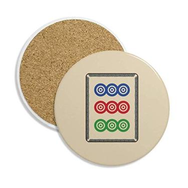 Imagem de Mahjong – Caneca para porta-copos com estampa de azulejos com 9 pontos circulares