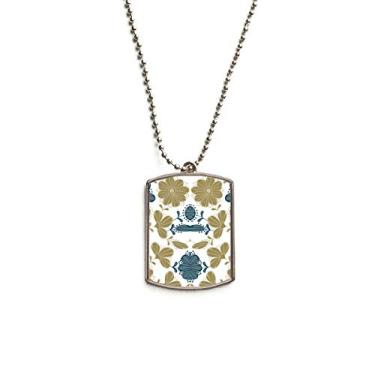 Imagem de DIYthinker Colar decorativo clássico com pingente de corrente de aço inoxidável dourado com padrão floral