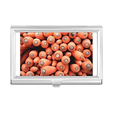 Imagem de Porta-cartões de visita com foto de cenouras vagetáveis frescas e porta-cartões
