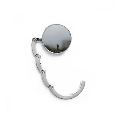 Imagem de Gancho de mesa de viagem Fog Clouds Mountain Nature com fecho decorativo dobrável