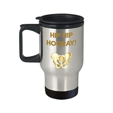 Imagem de Caneca de viagem Anatomy Pun – Hip Hip Hip Hooray! – Copo de chá divertido com isolamento de cacau quente – ideia de de Natal