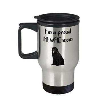Imagem de Caneca de viagem Newfie Mom – Caneca de chá divertido com isolamento de café e cacau quente – ideia de