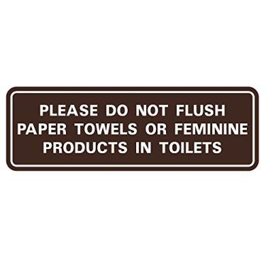 Imagem de Toalhas de papel ou produtos femininos da Please Do Not Flush na porta do banheiro/placa de parede, Dark Brown, 2" x 6" - Small