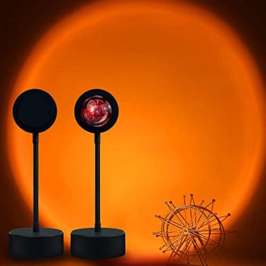 Imagem de Lâmpada de projeção do pôr do sol, luz noturna de LED, rotação de 360 graus, arco-íris pôr do sol, projetor de luz de piso, USB, visual romântico, moderno, suporte de piso, projetor