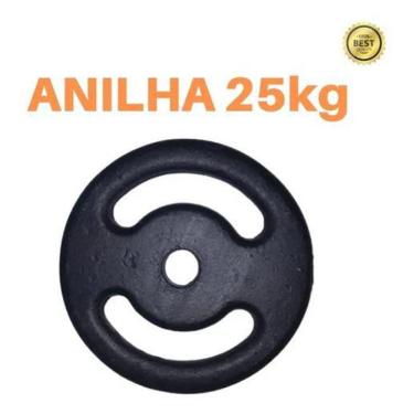 Imagem de Anilha 25Kg Super Premium Ferro Fundido Pintada Academia