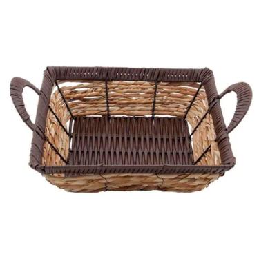 Imagem de Cesto Multiuso Porta Frutas Palha Fruteira Com Alça 32cm