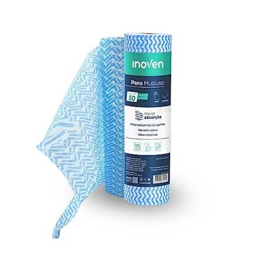 Imagem de Pano Multiuso Bobina Perfex 28cm X 25metros - 50 Unidades - Azul - Rolo de Limpeza Lavável e Reutilizável INOVEN