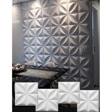 Imagem de 16 Placas 3D Pvc Painel Decorativo Parede Revestimento 50X50Cm