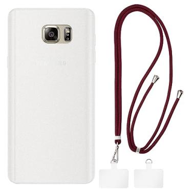 Imagem de Shantime Capa para Samsung Galaxy Note 5 + cordões universais para celular, pescoço/alça macia de silicone TPU capa amortecedora para Samsung Galaxy Note 5 (5,7 polegadas)