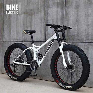 Imagem de Bicicleta Mtb Top, Fat Wheel Motorbike/Fat Bike/Fat Tire Mountain Bike, Beach Cruiser Fat Tire Bike Snow Bike Fat Big Tire Bike 21speed Fat Bikes For Adult,Branco,26in,Hilarious123