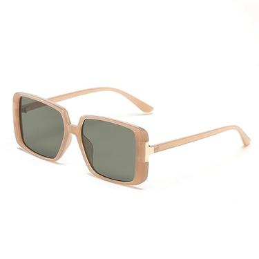 Imagem de Óculos de sol quadrado retrô feminino masculino óculos de sol vintage UV400 ao ar livre, chá transparente, tamanho único