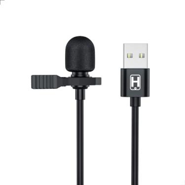Imagem de Microfone Lapela com Fio USB Hrebos Computador Notebook Laptop PC Redução de Ruído (preto)