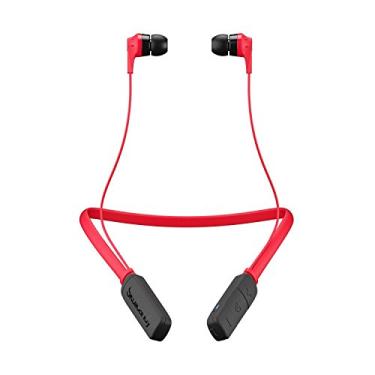 Imagem de Fones de ouvido Bluetooth sem fio Skullcandy Ink'd com microfone, isolamento de ruído Supreme Sound, bateria recarregável de 8 horas, leve com gola flexível, vermelho/preto