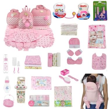 Imagem de KIT BOLSA MATERNIDADE 3 PEÇAS C/SAÍDA MATERNIDADE + ENXOVAL MASTER MENINA (Chevron)