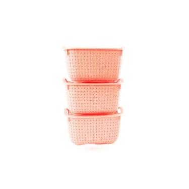Imagem de Kit Cesto Caixa Organizador Plástico Com Tampa e Alças Com 3 Unidades: Para Maior Conveniência!