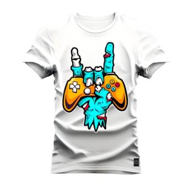 Imagem de Camiseta Plus Size T-shirt Unissex Algodão Rock Game Branco G1