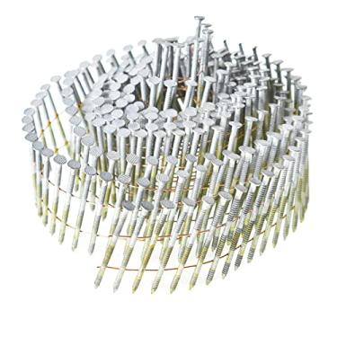 Imagem de marddpair Pregos de tapume de 2 1/4 polegadas x 0,092 polegadas bobina de fio agrupado de 15 graus haste de anel de cabeça redonda galvanizado por imersão a quente 3600 unidades para pregar áspero de
