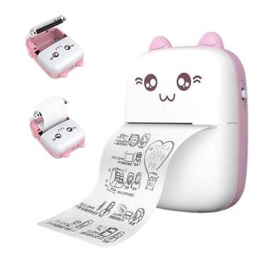 Imagem de Mini Impressora Termica Sem Tinta Bluetooth USB Bateria Recarregavel Etiqueta Lista Fot...
